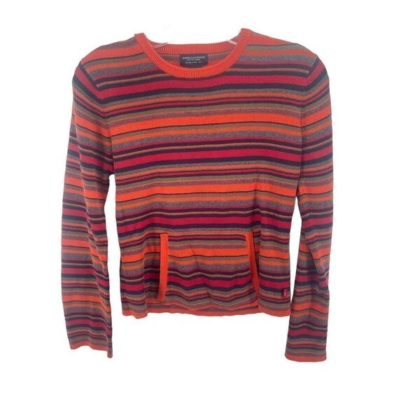 American Eagle Outfitters Women's Pullover Sweater Striped Pocket Red Medium - Picture 1 of 9